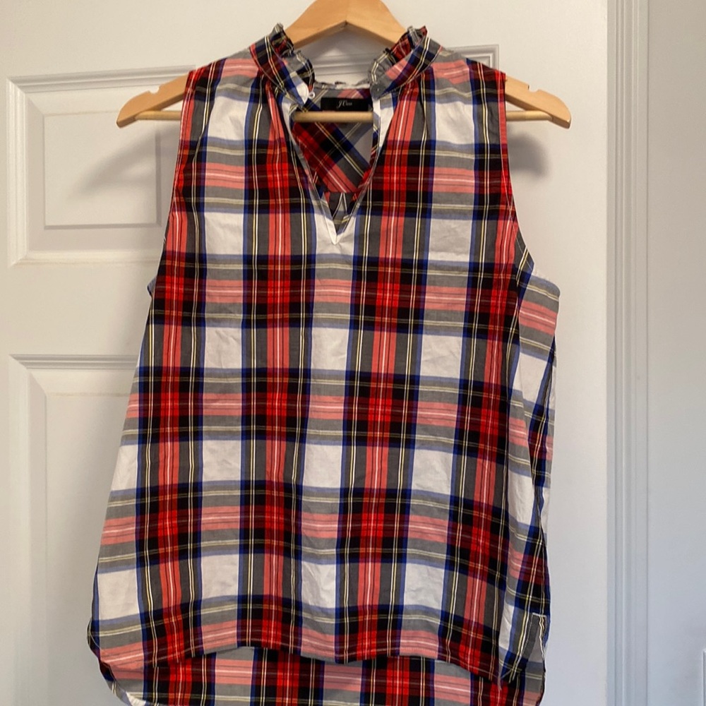JCrew sleeveless plaid blouse. Size 4, worn once